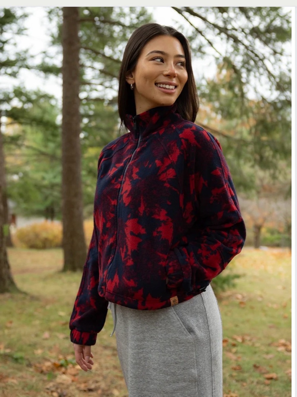 Women’s Palisade Full Zip Fleece jacket in midnight blue/maple print SMALL